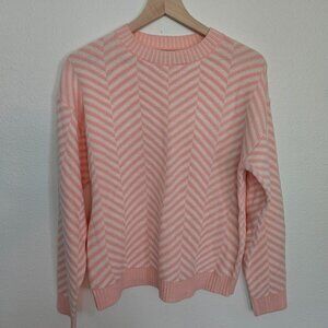 Andree Women’s Pink Chevron Sweater – Size M – New Without Tags